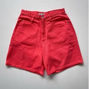 Vtg 80s 90s Neon Coral High Rise Denim Shorts / Sz 9 / Skoozi Casual Summer